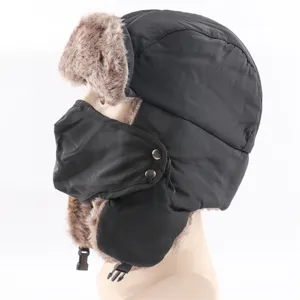 Winter thermische ushanka bomber hut mit gesichtsmaske und ohrenklappen für radfahren