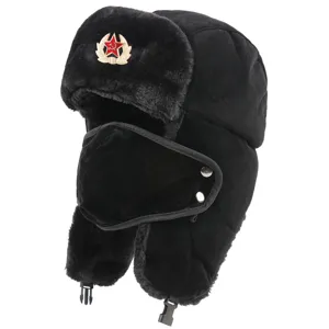 Winter Ushanka Mütze mit sowjetischem Abzeichen winddichte wasserdichte Thermomütze Outdoor