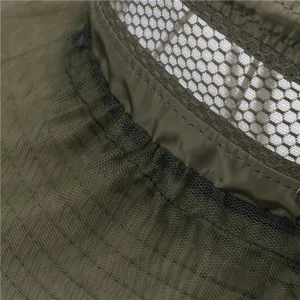 Outdoor anti-mosquito sun hat detail, breathable mesh and quick-drying fabric for fishing.