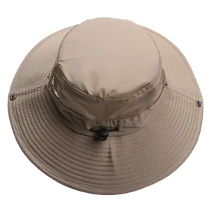 Wide brim sun hat outdoor breathable fisherman hat khaki summer beach hat for men and women