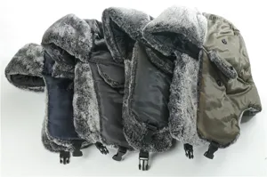 Winter thermal bomber hat with ear flaps, windproof faux fur ushanka cap for outdoor cold weather.