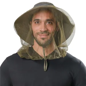 Outdoor mosquito net bucket hat sun protection fishing hiking breathable mesh safari cap