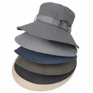 Men summer sun hat outdoor breathable UV protection bucket hat mountaineering fishing cap.