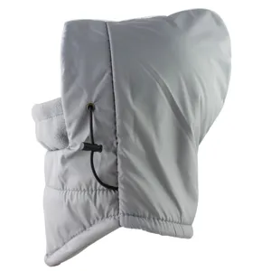 Grey windproof thermal cycling hood with fleece lining, waterproof winter ski face mask.