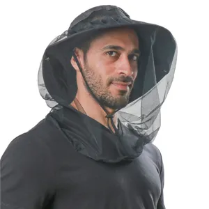 Outdoor mesh mosquito net fishing hat quick drying sun protection wide brim bucket cap