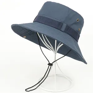 Men outdoor sun protection bucket hat breathable fishing cap summer hiking hat detail view