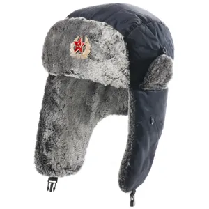 Soviet badge ushanka winter hat windproof warm men women outdoor ear-flap trapper hat