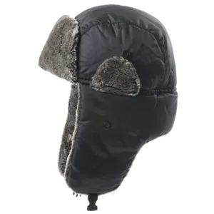 Winter warm ushanka hat with windproof shell and cozy faux fur earflaps for outdoor sports.