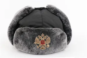 Verdichtete Winter Ushanka Mütze mit russischem Emblem winddicht wasserdicht warme Mütze