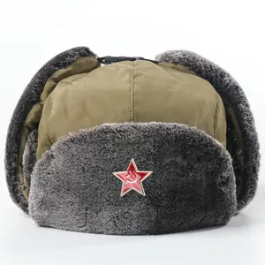 Sowjetischer Stil Ushanka Winter Bomberhut Verdickte Warme Ohrenklappe Winddichte Mütze