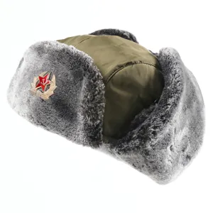 Sowjetische Roter Stern Uschanka Mütze, dicke warme Winter Pilotenmütze mit Ohrenklappen.
