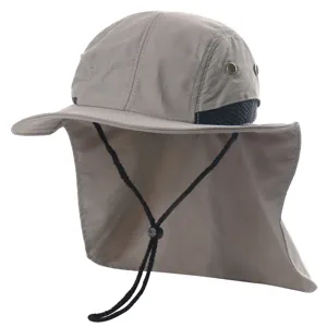 Outdoor sun hat with neck flap, waterproof UV protection fisherman cap for hiking and fishing.