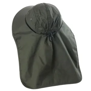 Close-up view of the adjustable drawstring and breathable eyelets on the outdoor sun hat.