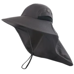 Unisex Outdoor Sun Hat with Neck Flap UV Protection Wide Brim Fishing Cap Breathable Hiking Hat