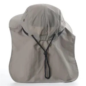 Unisex outdoor sun protection hat with neck flap, lightweight waterproof UV sunshade cap.