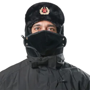 Sowjet Abzeichen Ushanka Mütze winddicht wasserdicht Winter Warme Mütze Herren Damen Outdoor