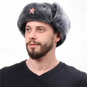 Verdichtete Winter Ushanka Mütze mit Sowjet Abzeichen winddicht warme Ohrklappe Mütze