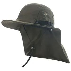 Unisex outdoor sun hat with neck flap waterproof UV protection fisherman cap for hiking