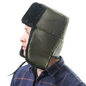 Winter warm earflap bomber hat, windproof fleece-lined trapper cap for outdoor cycling.