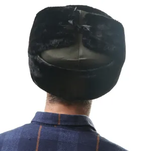 Winter warm ushanka hat with earflaps, thick faux fur and windproof fabric for cold weather outdoor cycling.