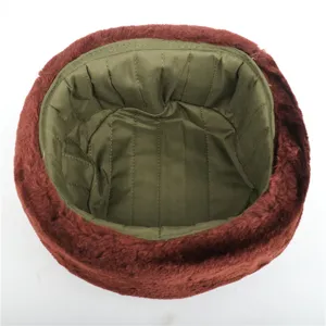 Winter warm faux fur ushanka hat with thick quilted lining for outdoor cold weather protection.