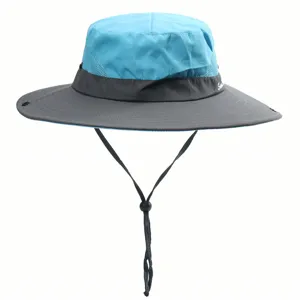 Kids outdoor sun hat with breathable mesh and chin strap for hiking, camping, and summer travel.
