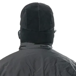 Schwarze Winter-Trapper-Mütze mit dicken Ohrenklappen, wind- und wasserdichte Outdoor-Mütze.