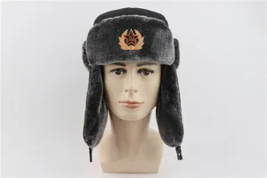Herren Damen Winter Ushanka Bomberhut Verdickte Warme Ohrenklappe Sowjetisches Abzeichen