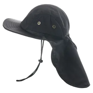 Outdoor sun hat with neck flap, waterproof and UV protection fisherman cap for hiking and fishing.
