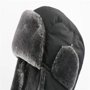 Verstärkte Winter Bombermütze mit warmen Ohrenklappen, winddichte Outdoor Ski Ushanka Kappe.