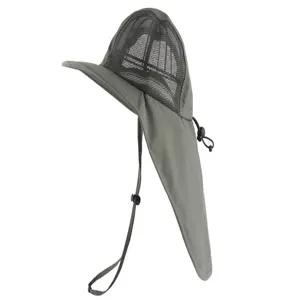 Unisex outdoor sun protection hat with neck flap mesh breathable fishing hiking cap