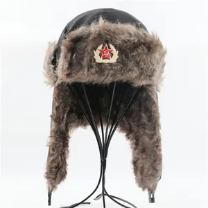 Winter thermische ushanka muts met kunstbont oorkleppen, winddichte koude weer bombermuts.