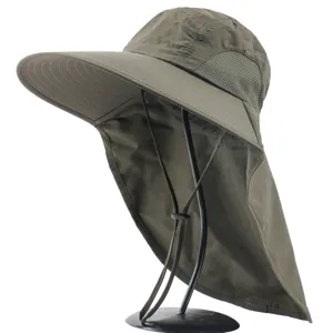 Unisex Outdoor Sun Protection Hat with Neck Flap Wide Brim UV Resistant Fisherman Cap