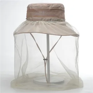 Summer outdoor mosquito net sun protection bucket hat fishing hiking breathable cap.