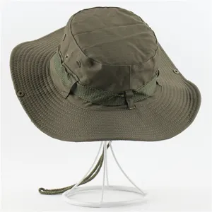 Army green cotton outdoor boonie hat sun protection hiking fishing bucket hat for men