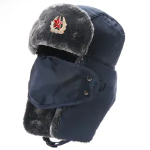 Winter Ushanka bomber hat with face mask, windproof warm earflap Russian cap for adults.