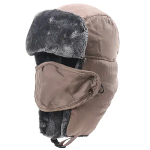 Winter warm trapper hat with windproof mask and thick plush earflaps for cold outdoor snow sports.