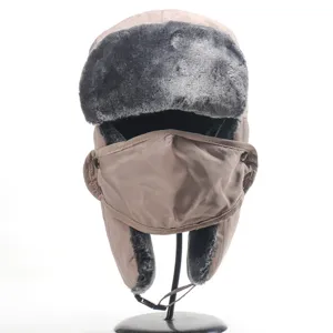 Winter trapper hat with windproof mask, thickened warm earflap ski cap for outdoor sports.
