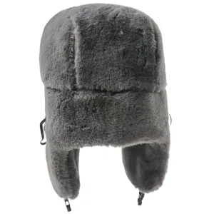 Thickened faux fur ushanka bomber hat detail, winter warm windproof earflap cap design.