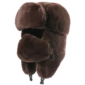 Thickened faux fur winter trapper hat with ear flaps and face mask for ultimate cold weather warmth