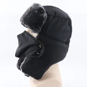 Winter warm bomber hat with windproof face mask and plush earflaps for men and women