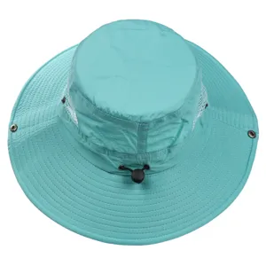 Solid color wide brim fisherman hat outdoor sun protection breathable bucket hat for summer beach