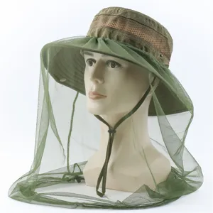 Outdoor mosquito-proof sun protection bucket hat with mesh veil for outdoor hiking