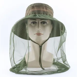 Outdoor mesh anti-mosquito sun protection bucket hat for fishing and hiking adventures.