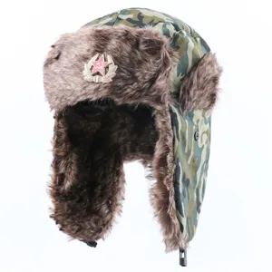Unisex Camouflage Ushanka Hut Winter Warm Winddicht Trapper Hut Ohrenklappen Bomber Hut Militärischer Stil Schnee Hut