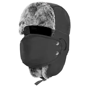 Winter Warm Trapper Hat Windproof Ushanka Bomber Hat With Faux Fur Ear Flaps And Windproof Mask For Men Women Skiing