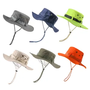 Unisex Pure Cotton Outdoor Fisherman Hat Wide Brim Sun Protection Bucket Hat Casual Solid Color Hiking Cap For Men Women