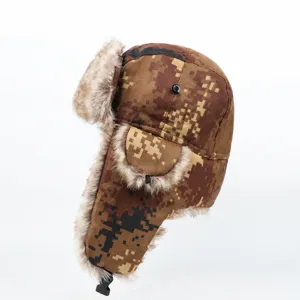 Winter warme Camouflage Ushanka Mütze mit dicken Ohrklappen und verstellbarem Kopf 56-60cm.
