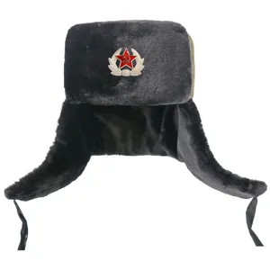 Soviet badge winter ushanka hat thickened warm fleece bomber hat with earflaps outdoor