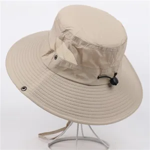 Solid color wide brim fisherman hat outdoor sun protection breathable bucket hat summer beach hat